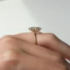our 3 carat marquise moissanite ring Features a unique petal leaf design and a classic solitaire setting