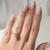 our 3 carat marquise moissanite ring Features a unique petal leaf design and a classic solitaire setting