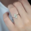 our 3 carat marquise moissanite ring Features a unique petal leaf design and a classic solitaire setting