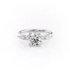 4 ct round diamond engagement ring in white gold front view showing round brilliant moissanite centre and symmetrical side stone clusters