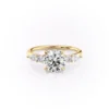 4 ct round diamond engagement ring in white gold front view showing round brilliant moissanite centre and symmetrical side stone clusters