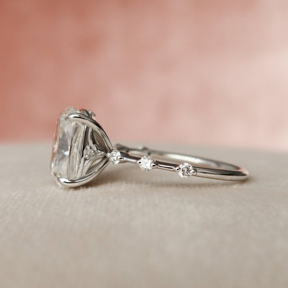 5.0 Ct elongated cushion cut wedding rings set in 14K gold, perfect for women who love timeless elegance. Ideal for engagements or bridal gifts.