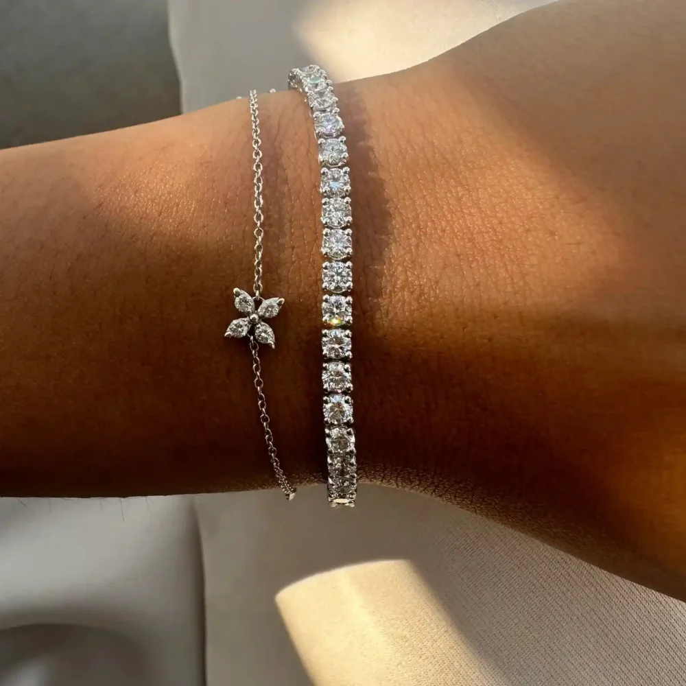 5ct diamond Gold tennis bracelet looks vintage style Rose Gold line Moissanite bracelet