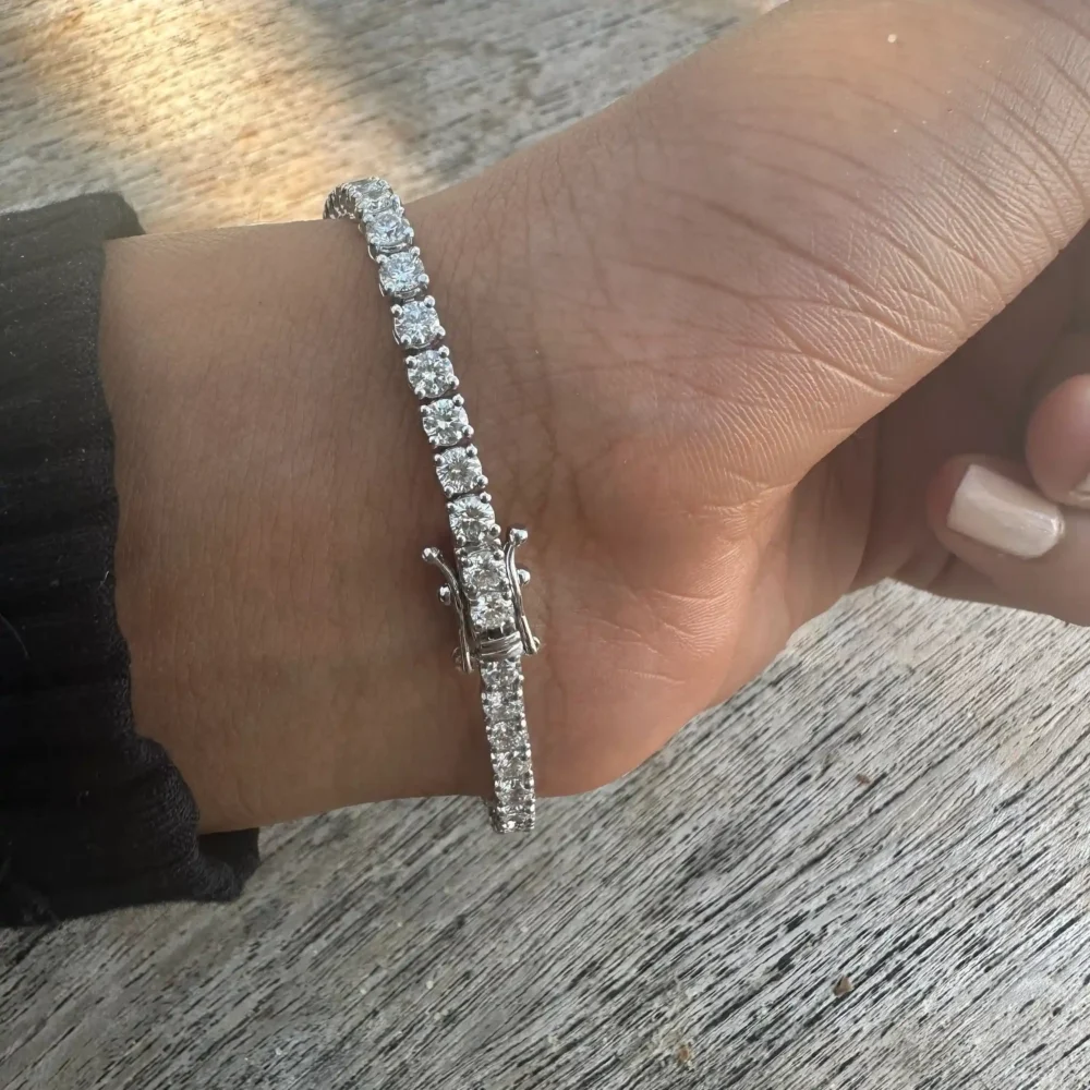 5ct diamond Gold tennis bracelet looks vintage style Rose Gold line Moissanite bracelet