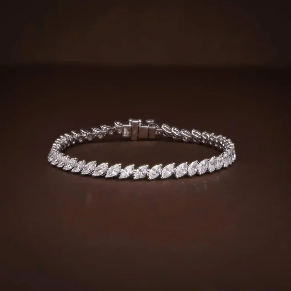 7Ct Moissanite Diamond Designer marquise tennis bracelet in 14K Gold For 7th anniversary