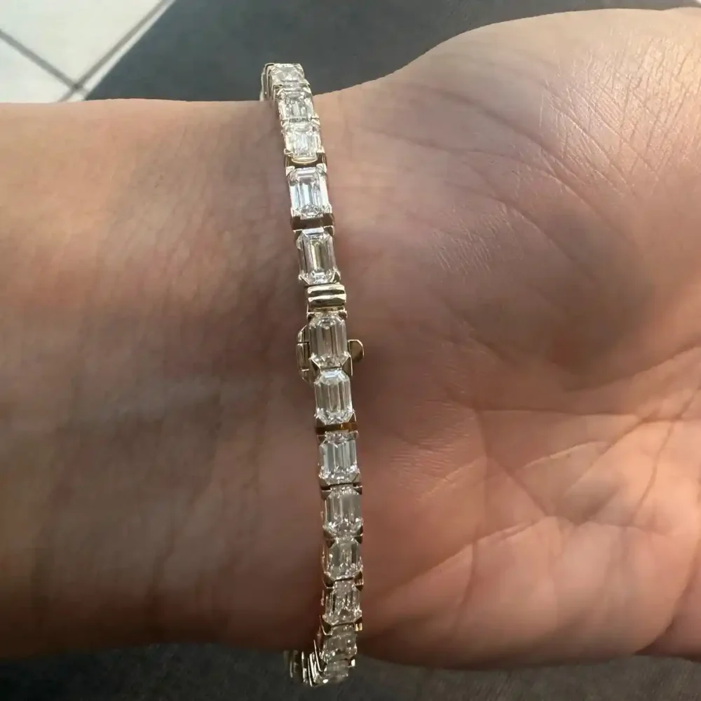 8.0Ct Moissanite Emerald Cut Tennis Bracelet Crafted in 14K 18K Gold anniversary gifts