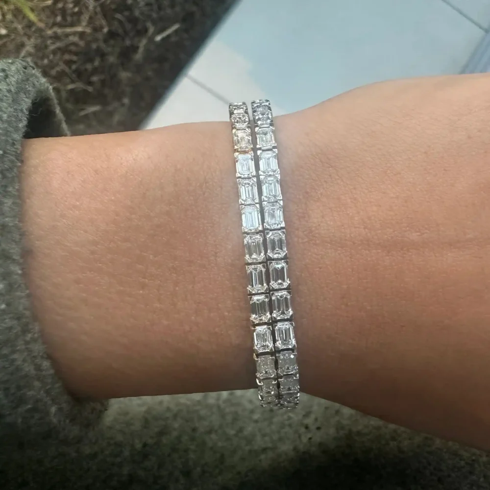 8.0Ct Moissanite Emerald Cut Tennis Bracelet Crafted in 14K 18K Gold anniversary gifts