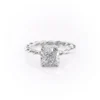 Cushion Moissanite Hidden Halo Engagement Ring in 14K White Gold Cushion Cut Halo Engagement Rings For Women Crafted in Gold - Four Prong