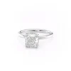 Cushion Cut Moissanite Engagement Ring Hidden Halo Design crafted in pure 14K and 18K gold