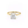 Cushion Cut Moissanite Engagement Ring Hidden Halo Design crafted in pure 14K and 18K gold