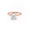 Cushion Cut Moissanite Engagement Ring Hidden Halo Design crafted in pure 14K and 18K gold