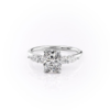 Elegant Three Stone Elongated Cushion Cut Engagement Ring in white gold