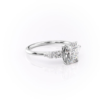 Elegant Three Stone Elongated Cushion Cut Engagement Ring in white gold