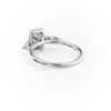 Elegant Three Stone Elongated Cushion Cut Engagement Ring in white gold