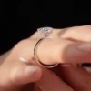 Elongated Cushion Engagement Ring With Hidden Halo in Pure Gold