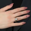Elongated Cushion Engagement Ring With Hidden Halo in Pure Gold