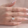 Elongated Cushion Engagement Ring With Hidden Halo in Pure Gold