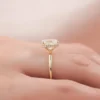Elongated Cushion Engagement Ring With Hidden Halo in Pure Gold