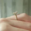 Elongated Cushion Engagement Ring With Hidden Halo in Pure Gold