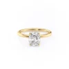 Elongated Cushion Engagement Ring With Hidden Halo in Pure Gold