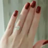 Elongated Cushion Engagement Ring With Hidden Halo in Pure Gold