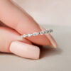 1ct Elongated Radiant Cut Engagement Ring Moissanite Wedding Band Set Hidden Halo Bridal Ring For Women Exquisite marquise and round moissanite diamond eternity band, perfect for bridal or anniversary wear