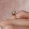 2.50 Ct Radiant Solitaire Engagement Rings with Minimalist 14K Gold Wedding Band Hidden Halo Engagement ring crafted in 14k Rose Gold With Wedding band