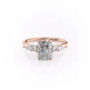 Moissanite Radiant Cut Engagement Ring with Pear & Round Stones cluster ring in Rose Gold