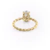 Oval Moissanite Engagement Rings Hidden Halo Twisted Rope Ring For Wedding