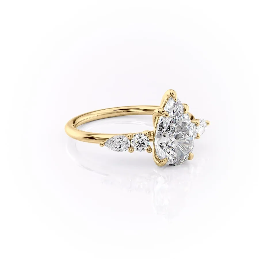 Pear Shaped Moissanite Engagement Ring with Side Stones