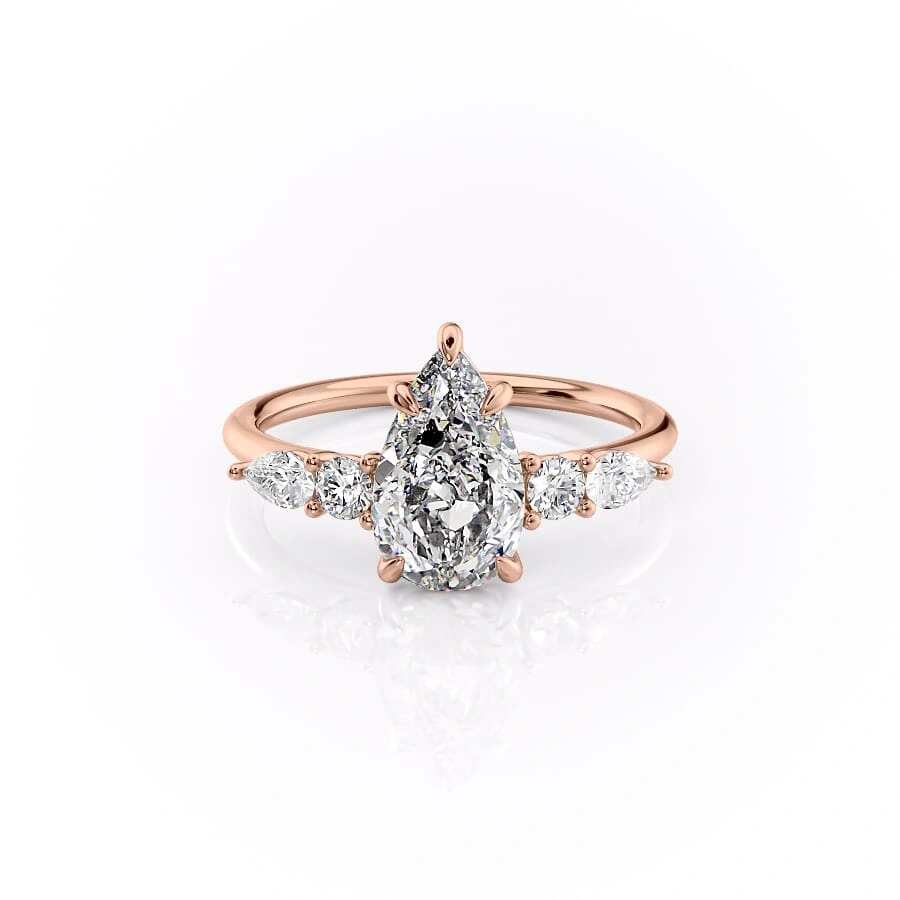 Moissanite Pear Shaped Diamond Wedding Ring | Cluster Engagement Ring