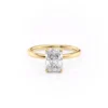 Radiant Moissanite Engagement Ring Hidden Halo in 14k Yellow Gold
