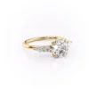 4 ct round diamond engagement ring in white gold front view showing round brilliant moissanite centre and symmetrical side stone clusters