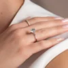 Classic Solitaire Round Diamond Engagement Ring with Petal Prongs Solitaire round diamond engagement ring petal setting 5 Ct moissanite Wedding Ring For her crafted in 18k and 14K gold