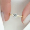 Classic Solitaire Round Diamond Engagement Ring with Petal Prongs Solitaire round diamond engagement ring petal setting 5 Ct moissanite Wedding Ring For her crafted in 18k and 14K gold