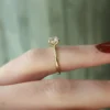 Classic Solitaire Round Diamond Engagement Ring with Petal Prongs Solitaire round diamond engagement ring petal setting 5 Ct moissanite Wedding Ring For her crafted in 18k and 14K gold