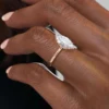 Unique Marquise Solitaire Ring with Flower Petal Setting Moissanite Engagement Ring For Her Unique Marquise Solitaire Ring with Flower Petal Setting Moissanite Engagement Ring For Her in Pure 18K or 14K gold