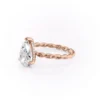 Vintage Pear Moissanite Ring with Twisted Vine Shank & Hidden Halo halo engagement rings pear Twisted Shank hidden Halo Gold Ring