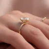 Moissanite Oval Engagement Rings | Classic Solitaire Petal Setting Ring he Moissanite Oval Engagement Rings of Her Dreams Classic Solitaire Petal Setting in in White, Yellow, or Rose Gold