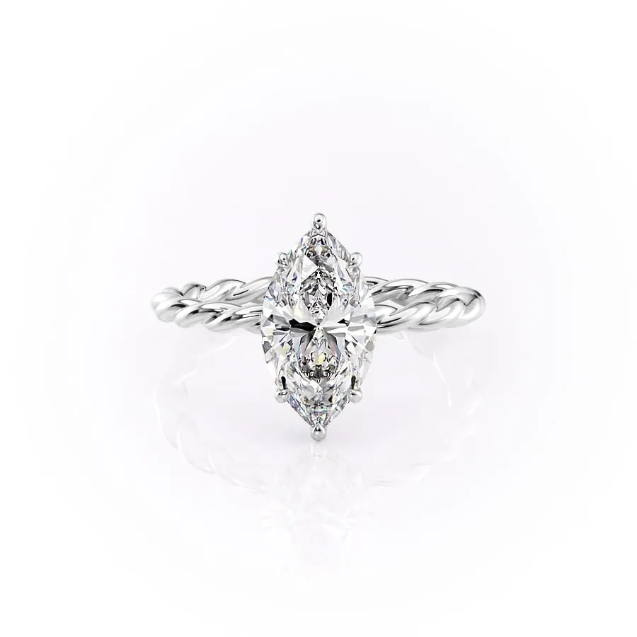 moissanite diamond marquise solitaire ring hidden halo with twisted band